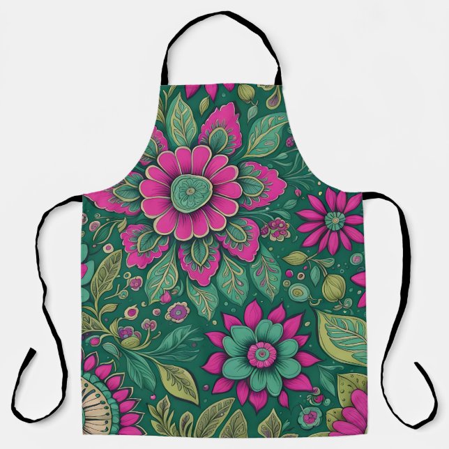 Blume Mandala Blüten rosa grün Schürze (Vorderseite)
