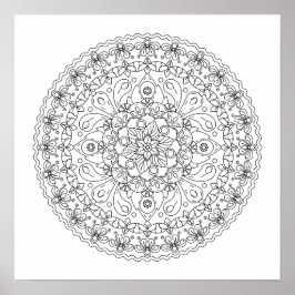 Blume Mandala Coloring für Erwachsene Poster