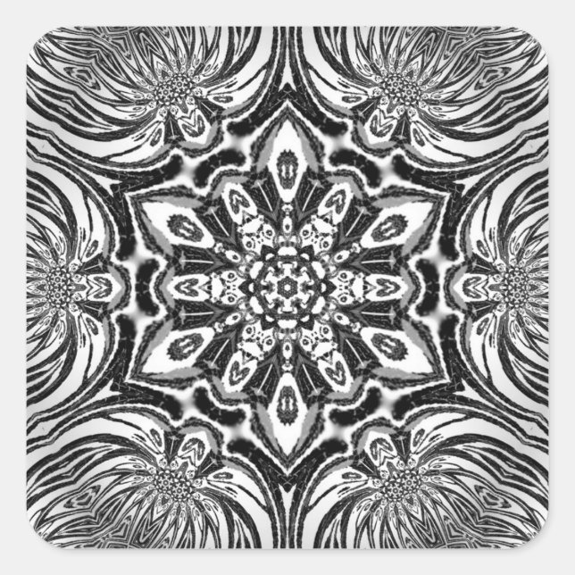 Blume Mandala Design Quadratischer Aufkleber (Vorderseite)