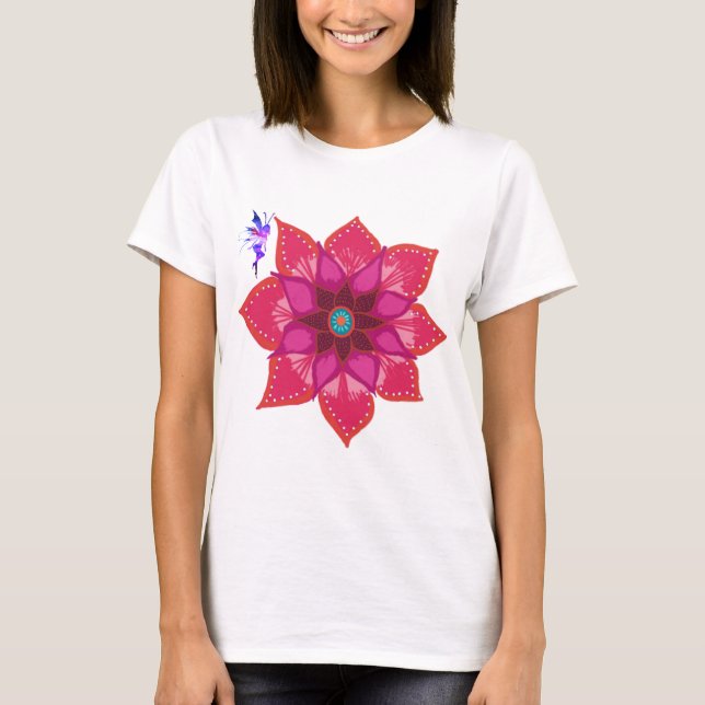Blume Mandala Fairy Maternity T - Shirt, Weiß T-Shirt (Vorderseite)