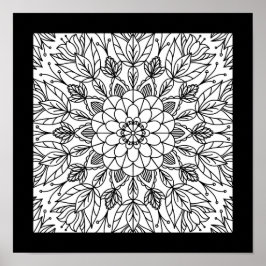 Blume Mandala Fun Party Poster zum Färben von Fahr