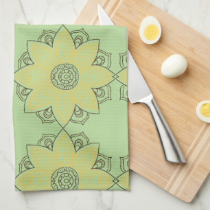 Blume Mandala Green & Yellow Geschirrtuch