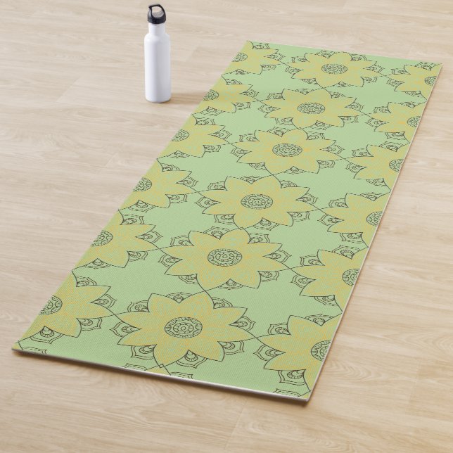 Blume Mandala Green & Yellow Yogamatte (Beispiel)