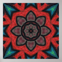 Blume Mandala in Rot und Schwarz-Kaleidoskop