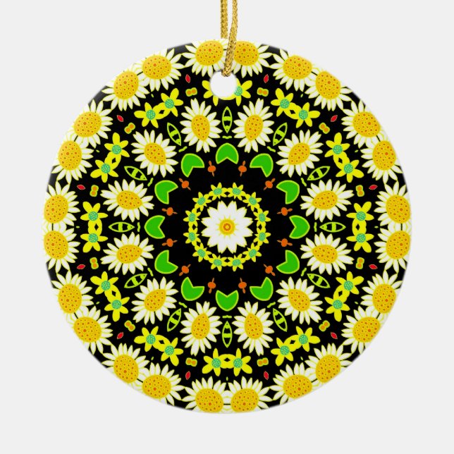 Blume Mandala Keramik Ornament (Vorne)