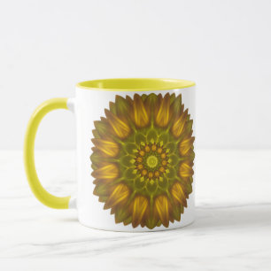 Blume Mandala mit leuchtenden Gelbtönen Tasse