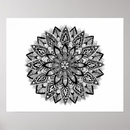 Blume Mandala Schwarzweiß Poster