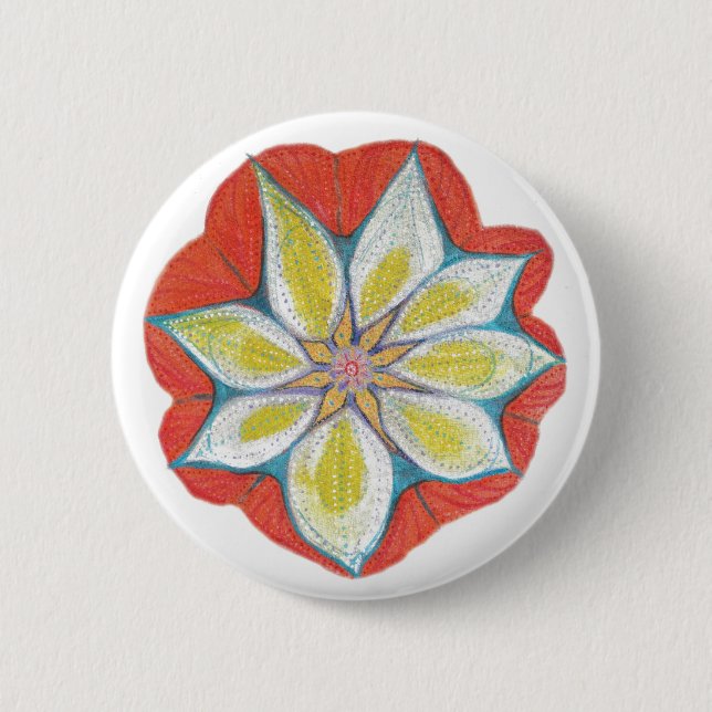Blume Mandala Yoga Round Abzeichen Button (Vorderseite)