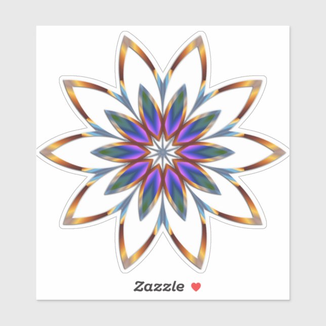 Blume Mandala, zart und dekorativ, Aufkleber (Blatt)