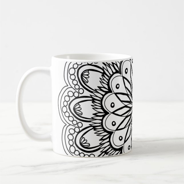 Blume Mandalahand zeichnend Kaffeetasse (Links)