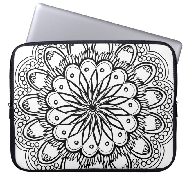 Blume Mandalahand zeichnend Laptopschutzhülle (Vorderseite)
