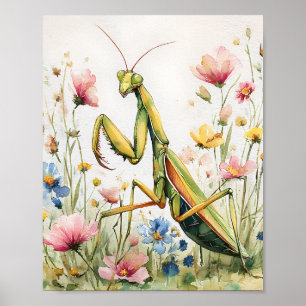 Blume Mantis Aquarell Print - Pracht Mantis Po Poster
