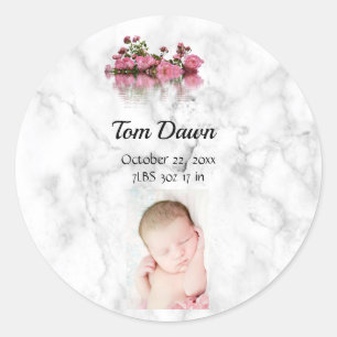 Blume Marble Baby Birth Announcement Sticker