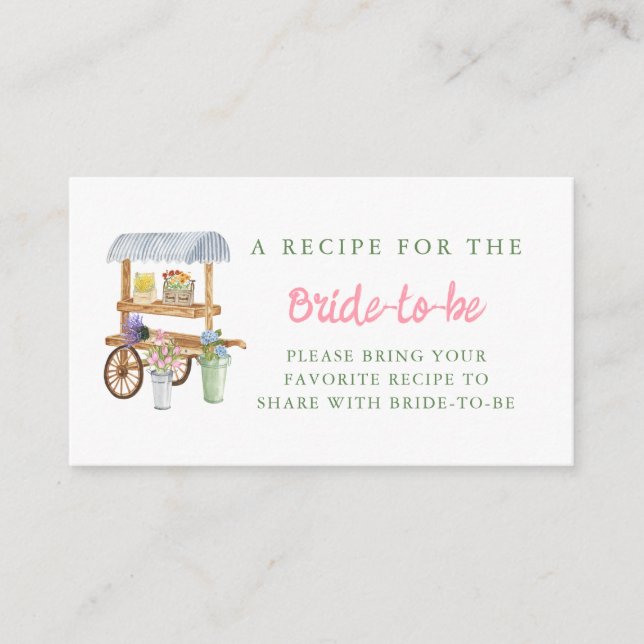 Blume Market Brautparty Aktie ein Rezept Begleitkarte (Vorderseite)