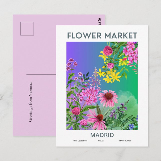 Blume Market Cities of the World Madrid Custom Postkarte (Vorne/Hinten)