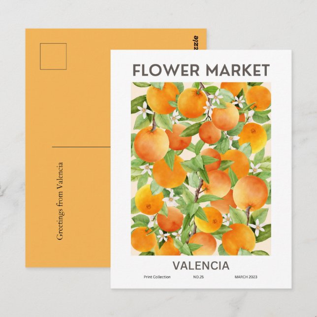 Blume Market Cities of the World Valencia Custom Postkarte (Vorne/Hinten)
