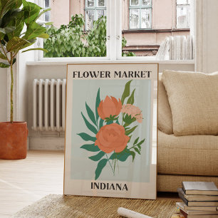 Blume Market Indiana Peach Peony Floral Poster