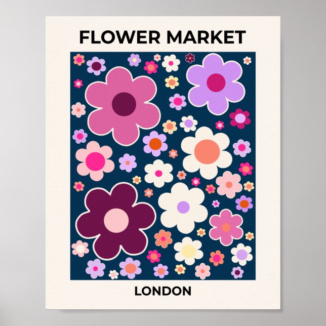 Blume Market London Vinatge Abstrakte Blume Poster (Vorne)