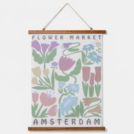 Blume Market Tapestes Amsterdam Kunst, Dichtung un Wandteppich Mit Holzrahmen