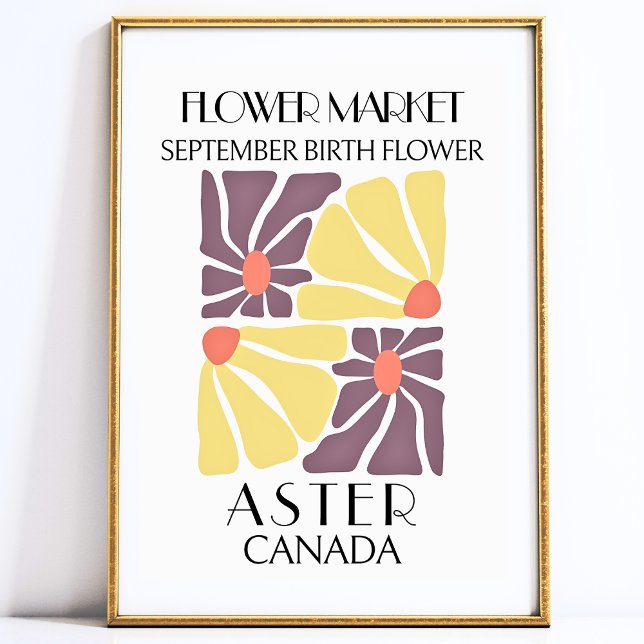 Blume Markt Birma Blume SEPTEMBER Kunstdruckerei Poster (September Birth Flower ASTER Art Print)