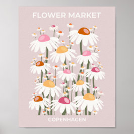 Blume Markt Kopenhagen Rosa Blumenmuster Poster