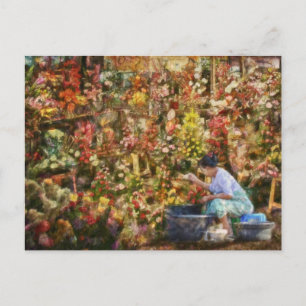 Blume Markt Neu Delhi - Indien Art Postkarte