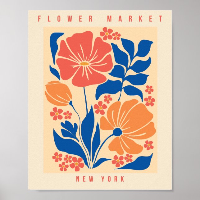 Blume Markt New York Retro Blumendruck Poster (Vorne)