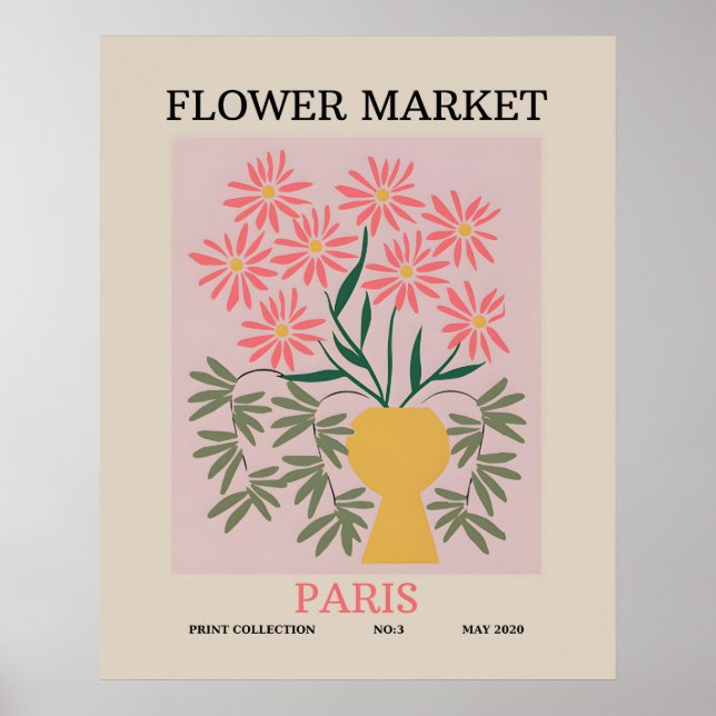 Blume Markt paris Pflanze botanischer Kunstdruck Poster (Vorne)