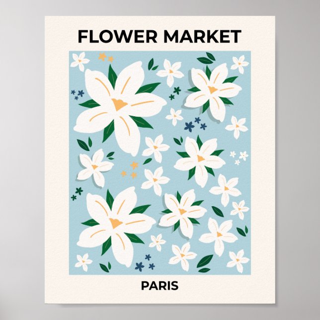 Blume Markt Paris Retro Blumenladen Modernes Dekor Poster (Vorne)