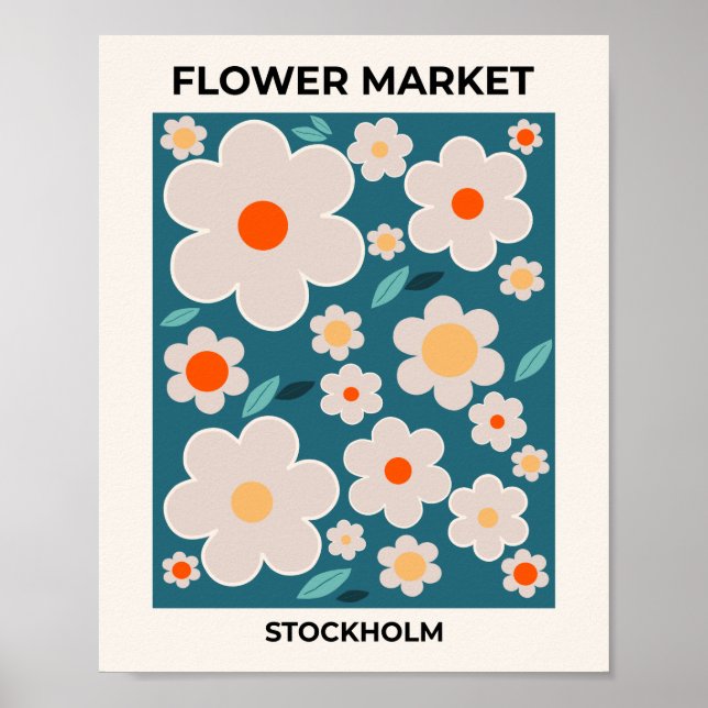 Blume Markt Stockholm Abstrakte Retro-Blume Poster (Vorne)