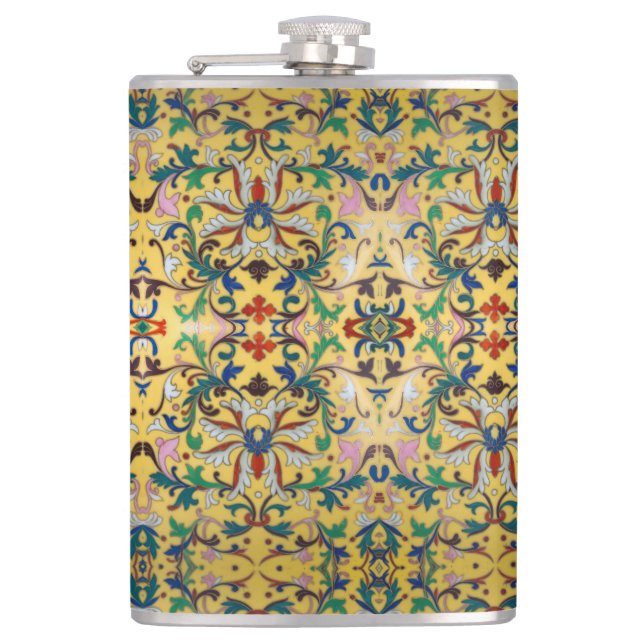 Blume Markt Vintag Gelbe Wildblume Botanische Flachmann (Vorderseite)