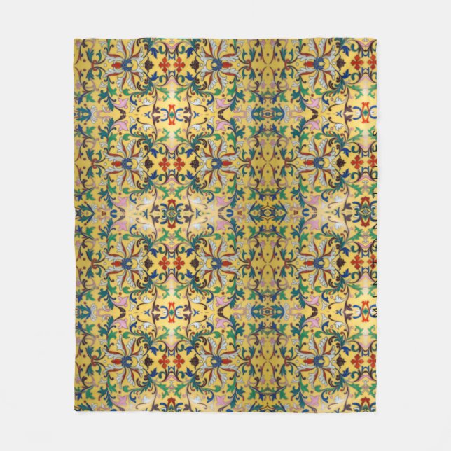 Blume Markt Vintag Gelbe Wildblume Botanische Fleecedecke (Vorderseite)