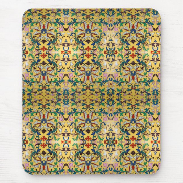 Blume Markt Vintag Gelbe Wildblume Botanische Mousepad (Vorne)