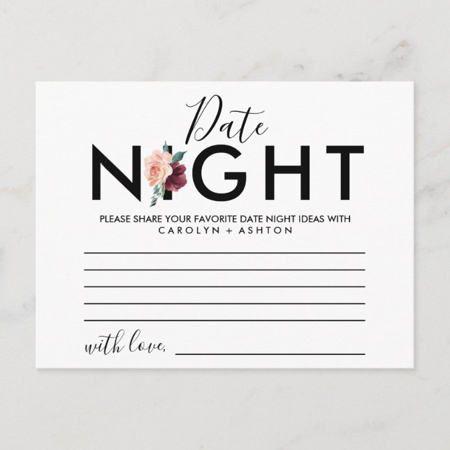 Blume | Maroon Date Night Ideards Postkarte (Vorderseite)