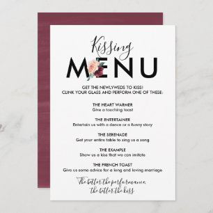 Blume   Maroon Kissing Menu Einladung