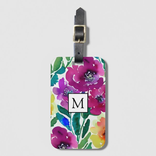 Blume Maroon und Gelb Gepäckanhänger (Vorderseite Vertikal)