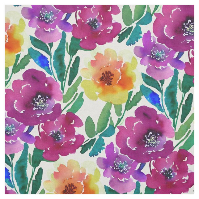 Blume Maroon und Gelb Stoff (Muster)