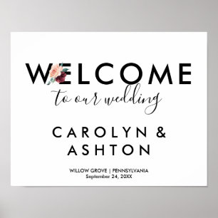 Blume   Maroon Welcome Wedding Poster