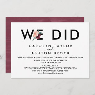Blume Maroon Wir haben nur Empfang gemacht Einladung