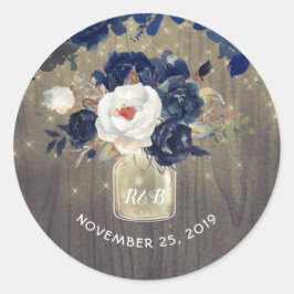 Blume Mason Jar Rustic Wedding Runder Aufkleber