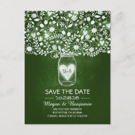 Blume mason jar smarald Save the Date Postkarten