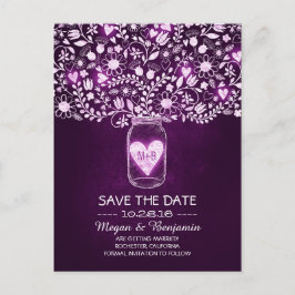 Blume Maurerkirsche lila rustikal Save the Date Ankündigungspostkarte