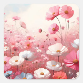 Blume Meadow Ästhetik Vintag Quadratischer Aufkleber