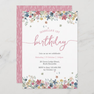 Blume Meadow Birthday Einladung