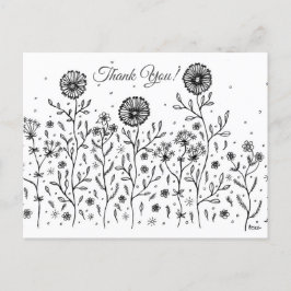 Blume Meadow Line Art Vielen Dank! Postkarte