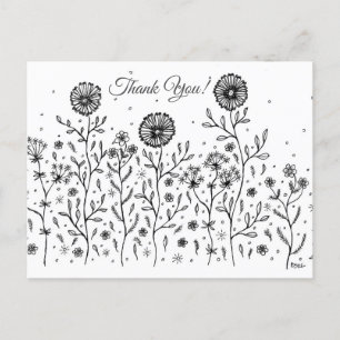 Blume Meadow Line Art Vielen Dank! Postkarte