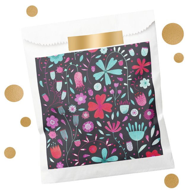 Blume Meadow Watercolor Dunkle Gefälligkiste Geschenktütchen (Dark watercolor floral favor bag)
