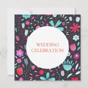 Blume Meadow Watercolor Dunkle Hochzeit Einladung
