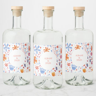Blume Meadow Watercolor Hochzeit Alkoholflaschenetikett