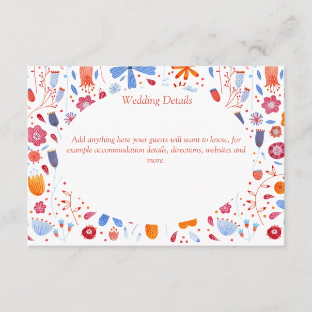 Blume Meadow Watercolor Hochzeitdetails Begleitkarte (Vorderseite)